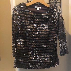 Coldwater Creek 3/4 sleeve brown soft blouse